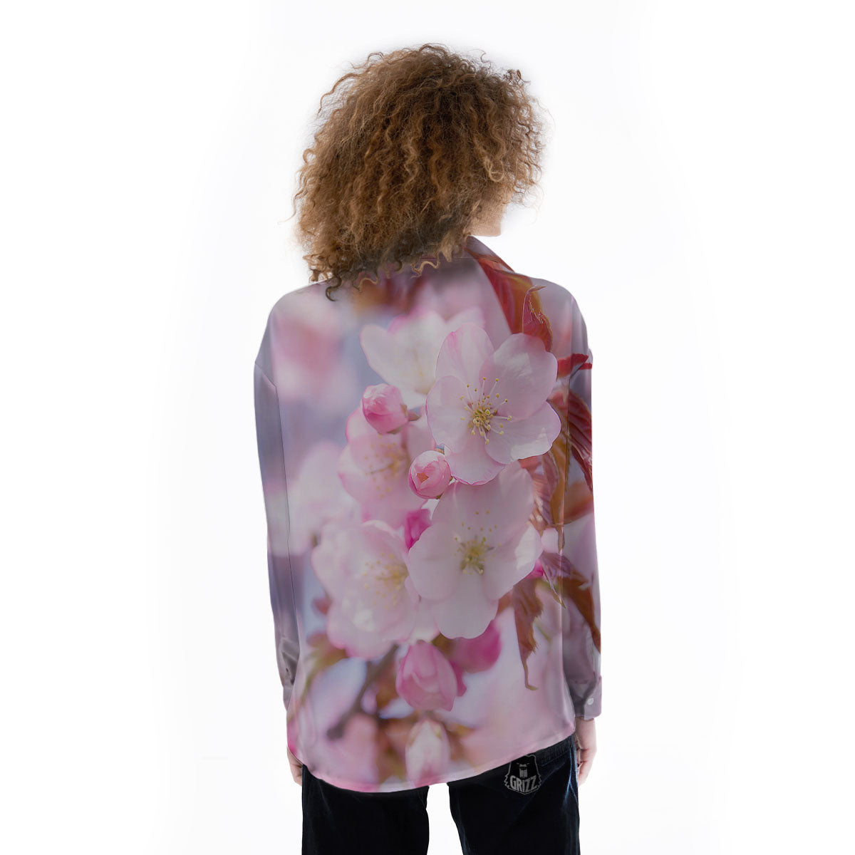 Cherry Blossom Sakura Flower Print Women's Long Sleeve Shirts-grizzshop