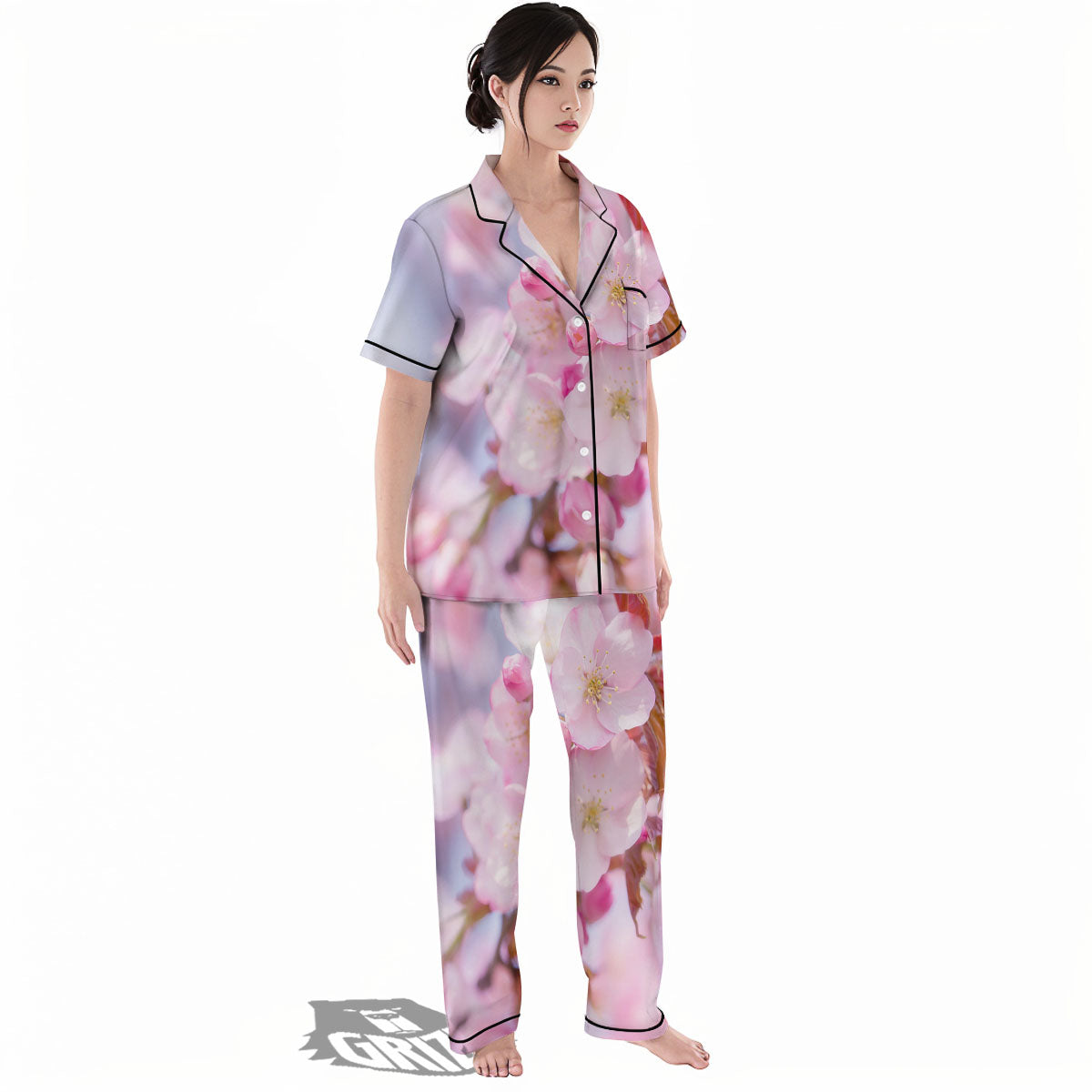 Cherry Blossom Sakura Flower Print Women's Pajamas Set-grizzshop