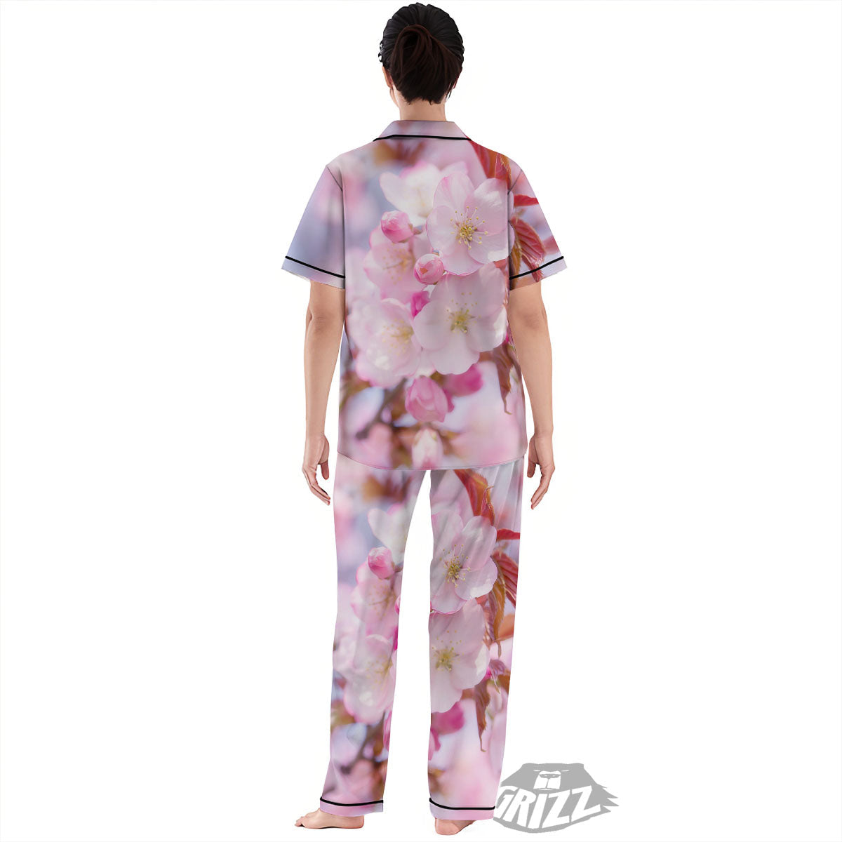 Cherry Blossom Sakura Flower Print Women's Pajamas Set-grizzshop