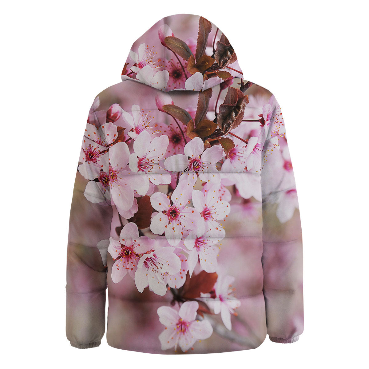 Cherry Blossom Sakura Print Down Jacket-grizzshop