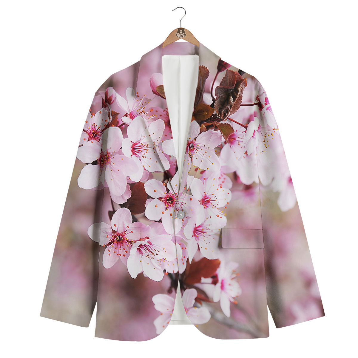 Cherry Blossom Sakura Print Men's Blazer-grizzshop