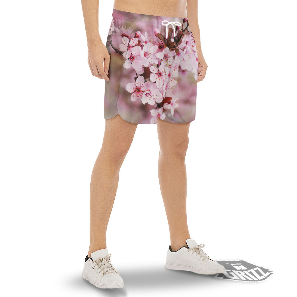 Cherry Blossom Sakura Print Men's Gym Shorts-grizzshop