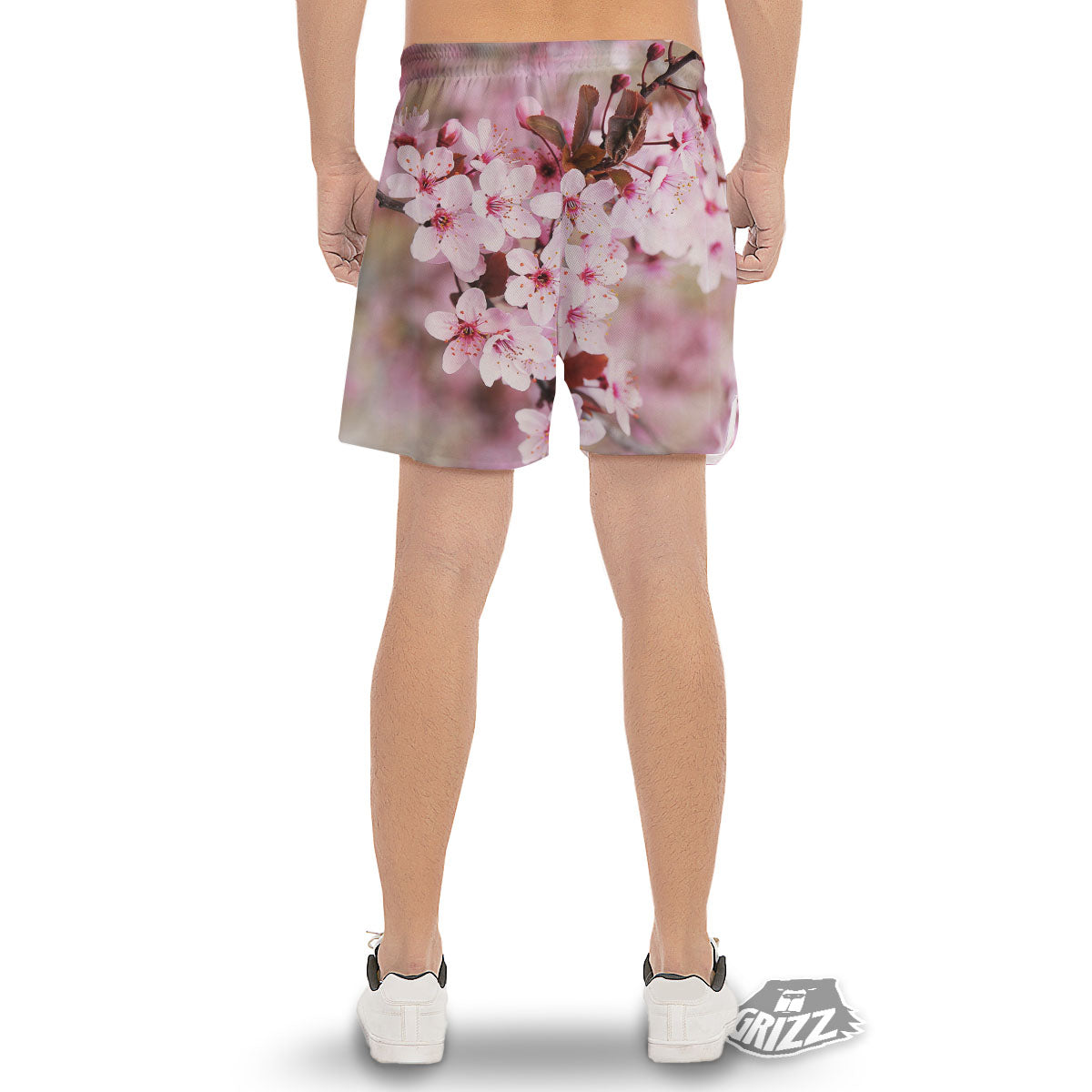 Cherry Blossom Sakura Print Men's Gym Shorts-grizzshop
