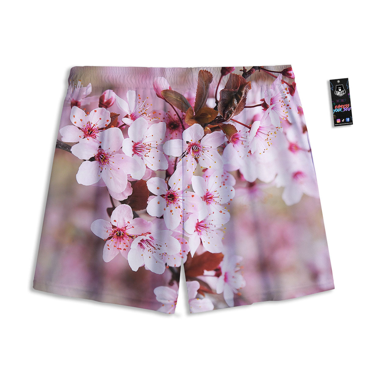 Cherry Blossom Sakura Print Mesh Shorts
