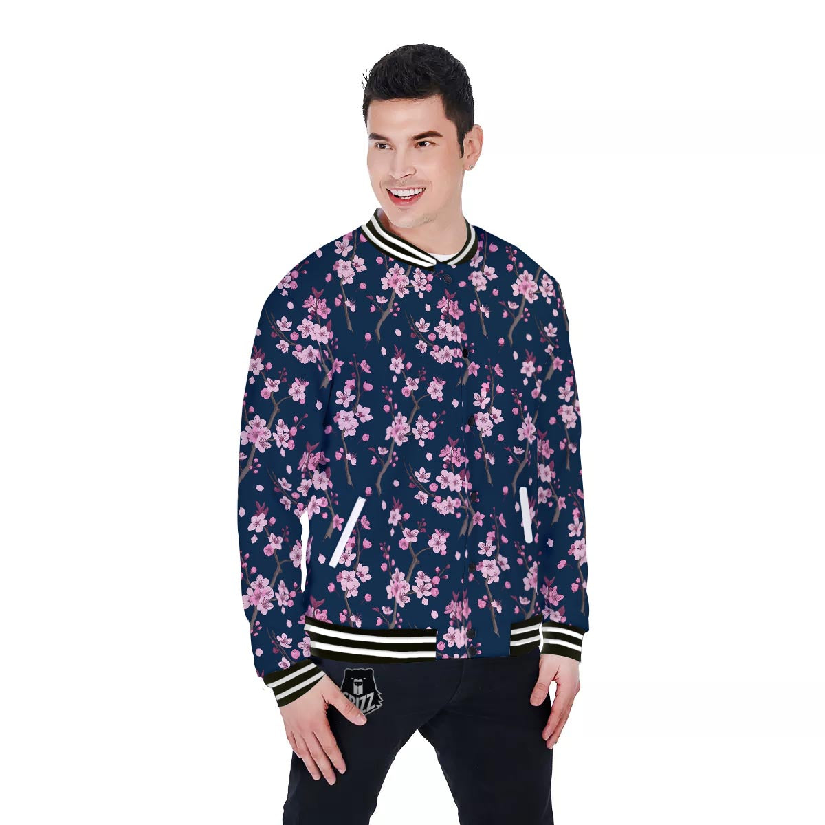 Cherry Blossom Sakura Print Pattern Baseball Jacket-grizzshop