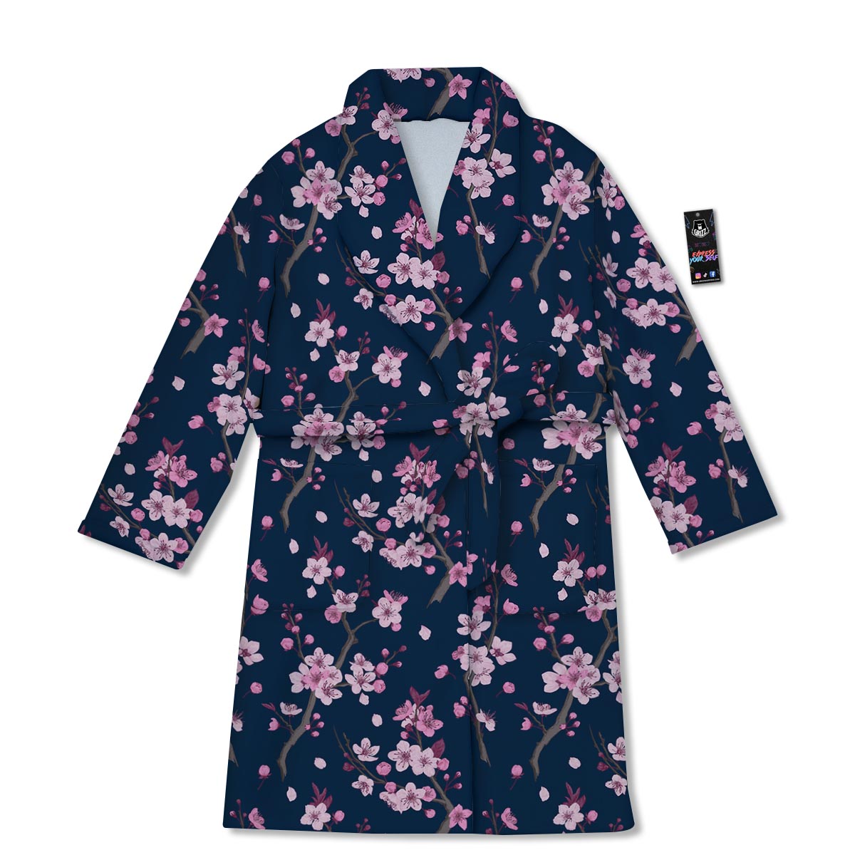 Cherry Blossom Sakura Print Pattern Bathrobe-grizzshop