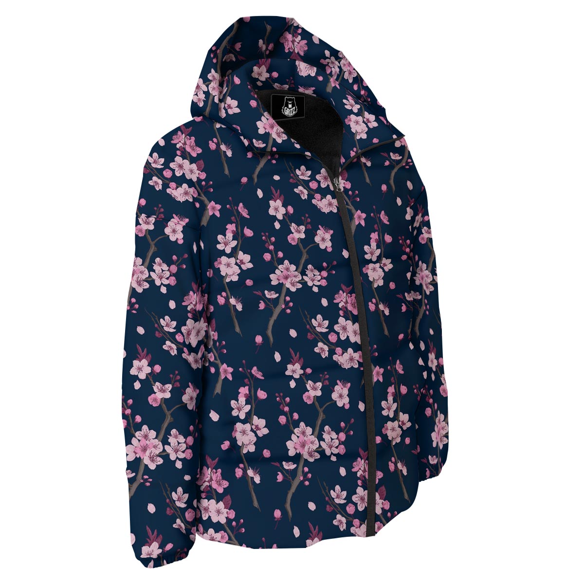 Cherry Blossom Sakura Print Pattern Down Jacket-grizzshop