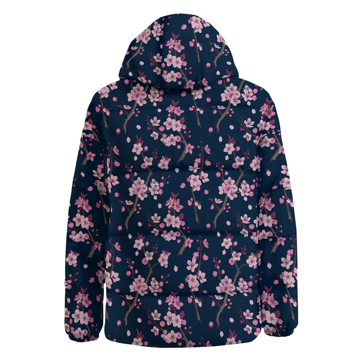 Cherry Blossom Sakura Print Pattern Down Jacket-grizzshop