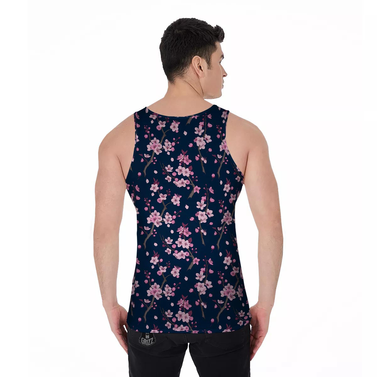 Cherry Blossom Sakura Print Pattern Men's Tank Top-grizzshop