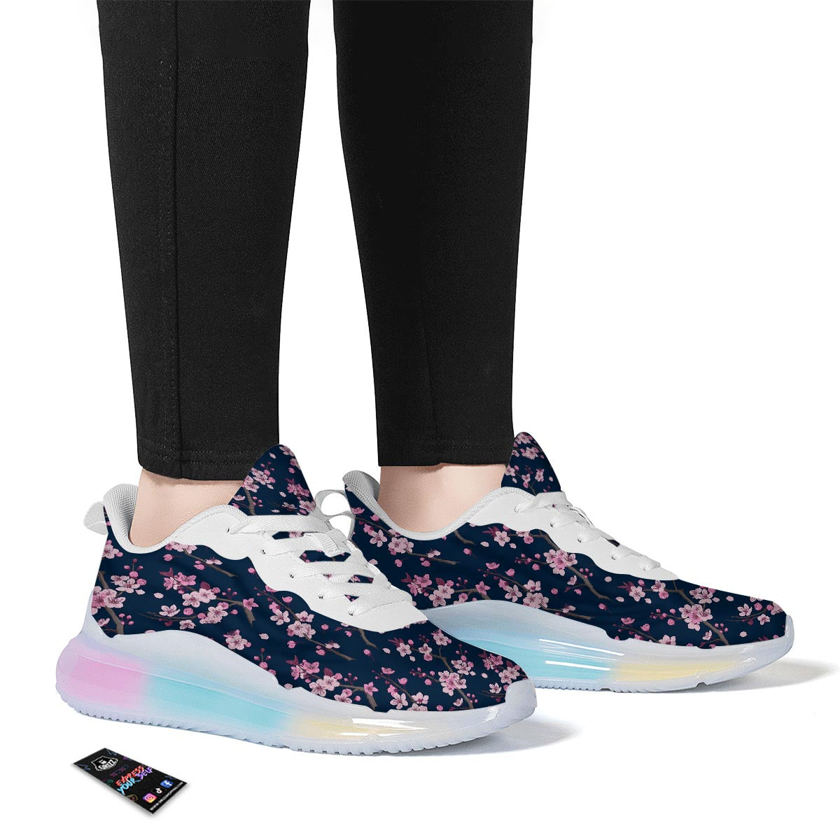 Cherry Blossom Sakura Print Pattern Running Sneakers-grizzshop
