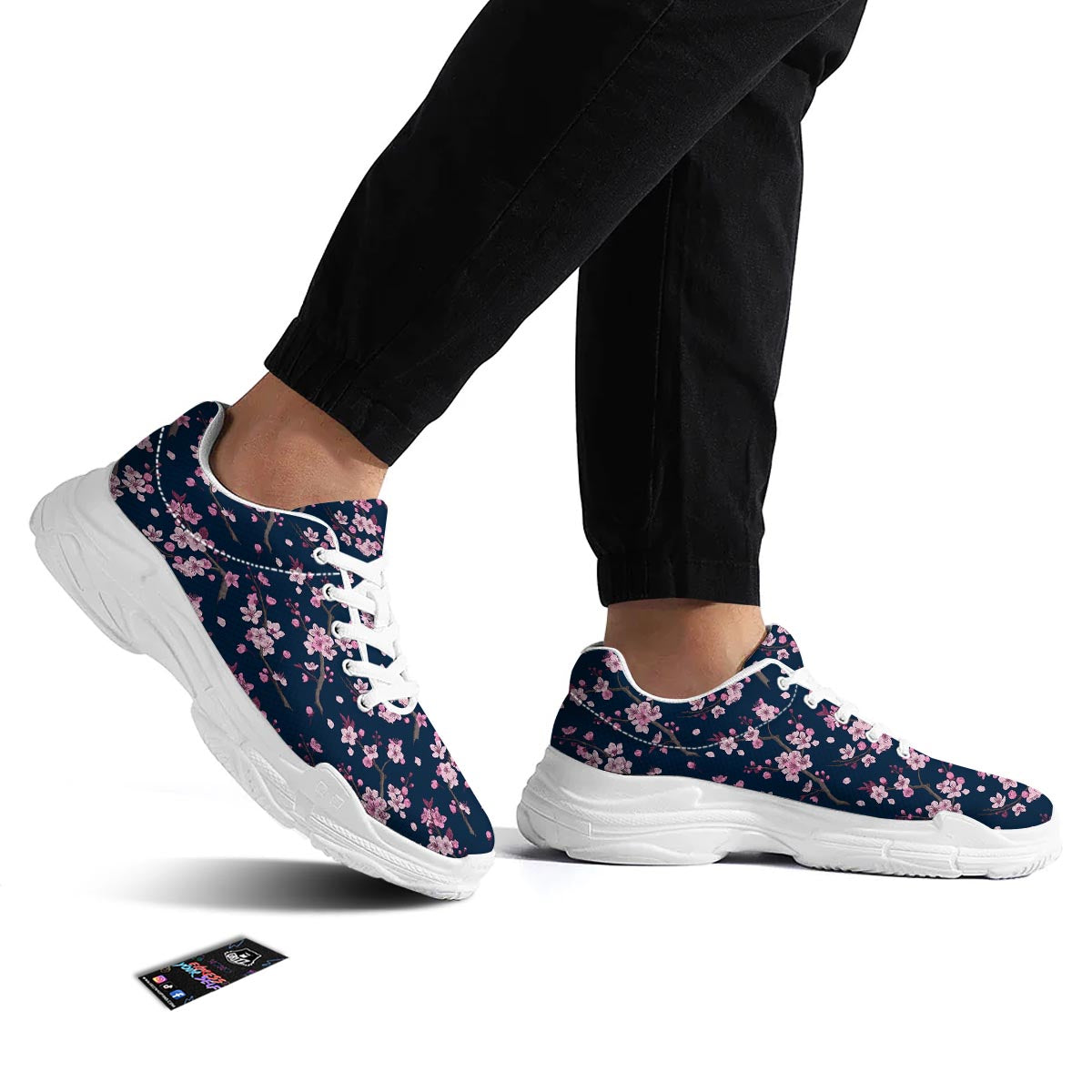 Cherry Blossom Sakura Print Pattern White Chunky Shoes-grizzshop