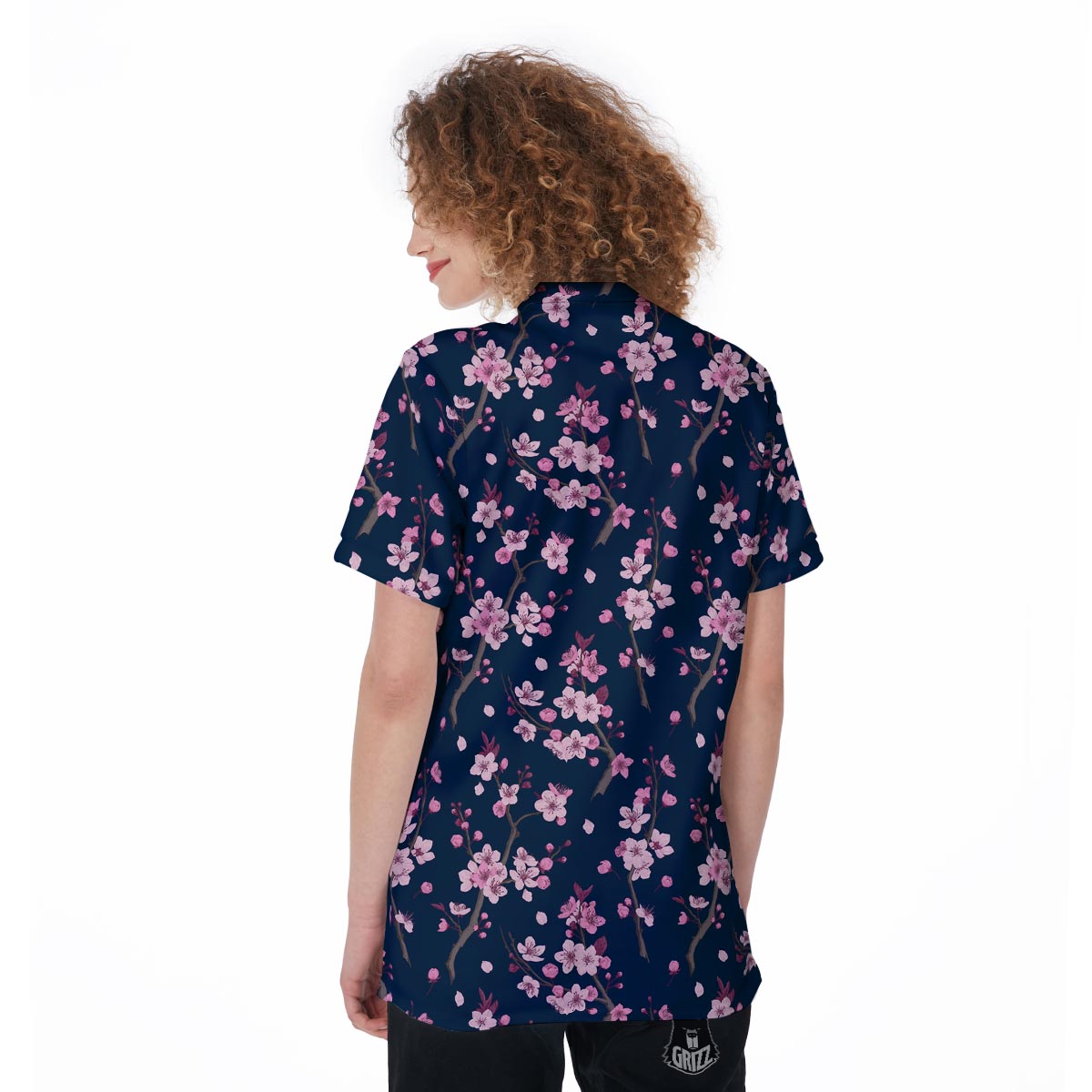 Cherry Blossom Sakura Print Pattern Women's Golf Shirts-grizzshop