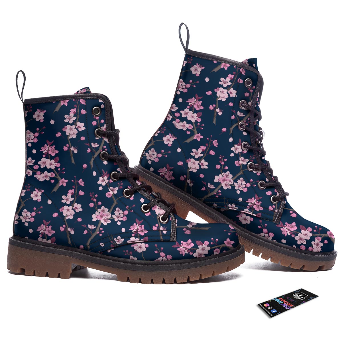 Cherry Blossom Sakura Print Pattern Work Boots-grizzshop