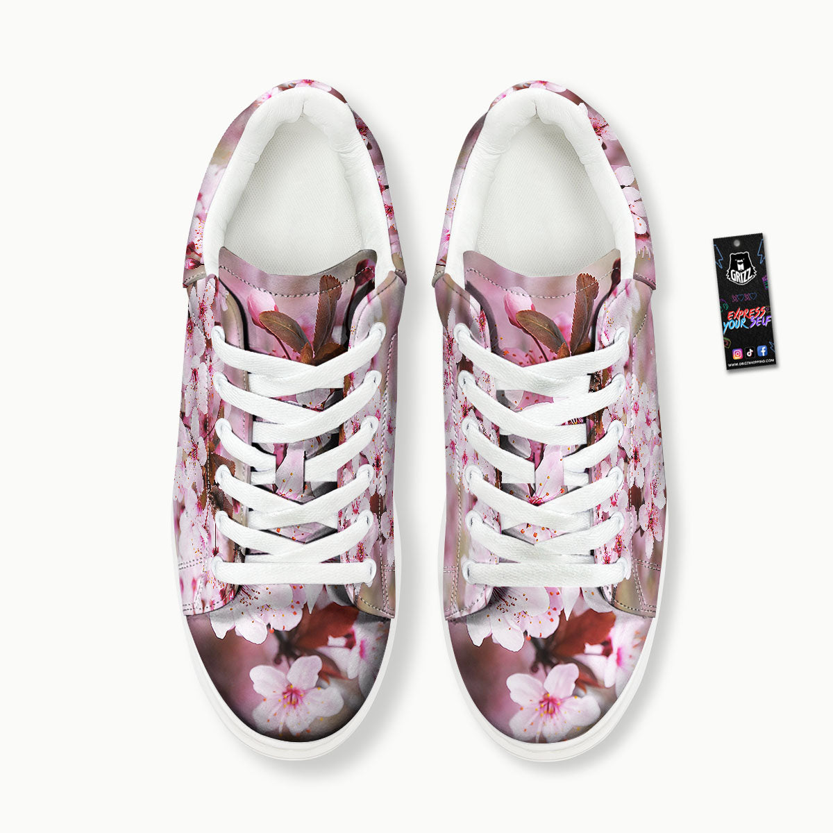 Cherry Blossom Sakura Print Platform Shoes-grizzshop
