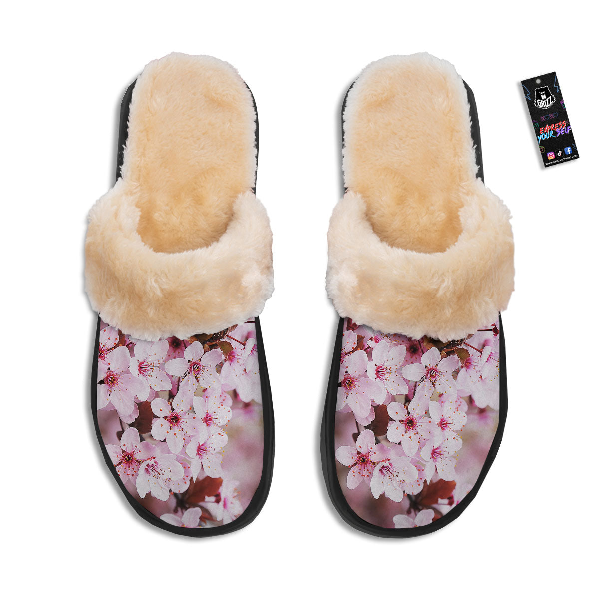 Cherry Blossom Sakura Print Slippers-grizzshop