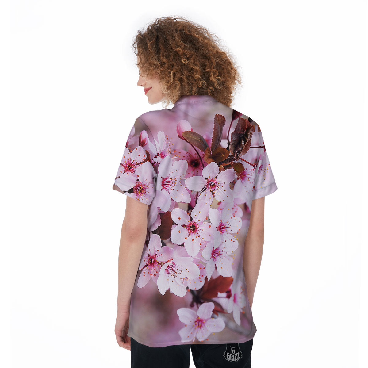 Cherry Blossom Sakura Print Women's Golf Shirts-grizzshop