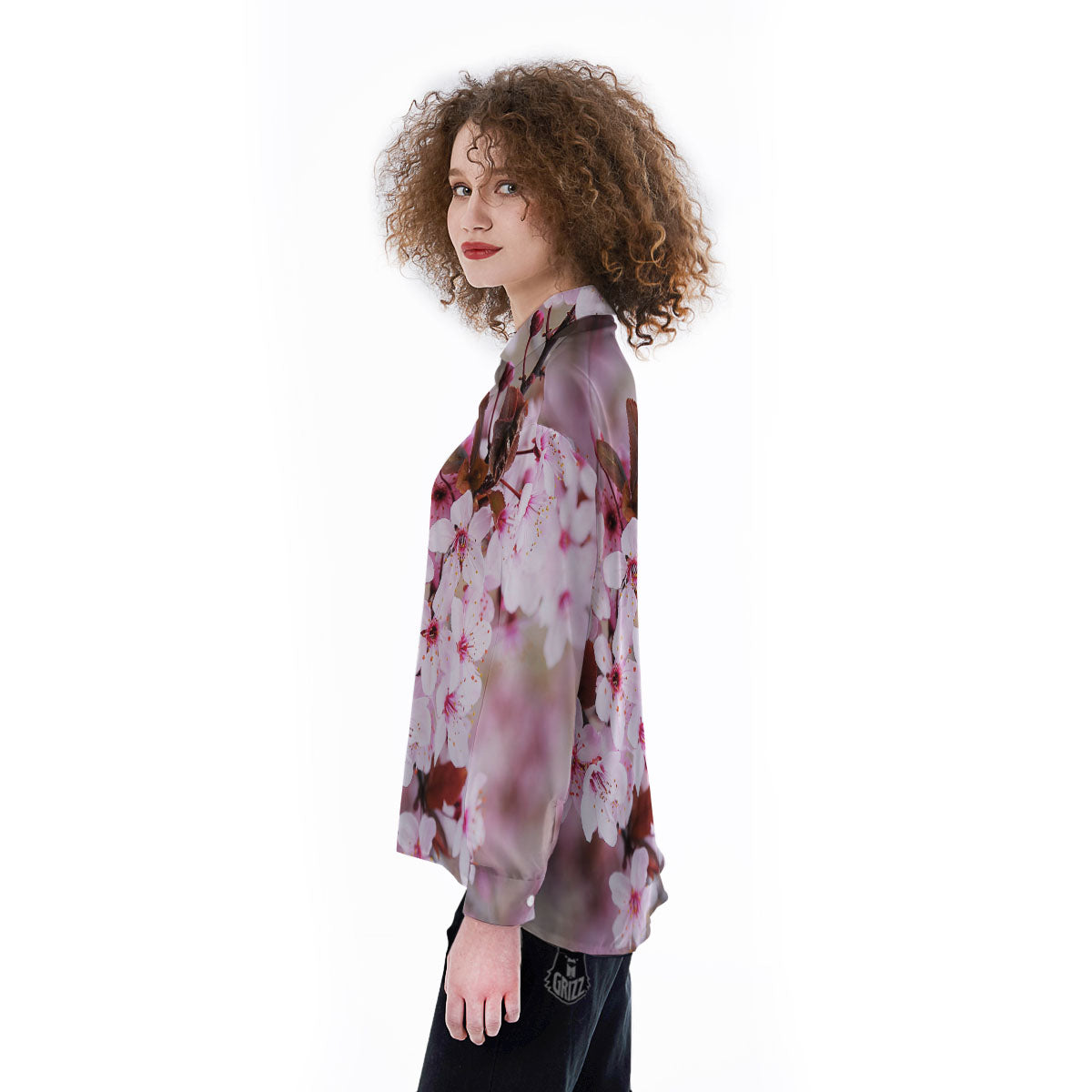 Cherry Blossom Sakura Print Women's Long Sleeve Shirts-grizzshop