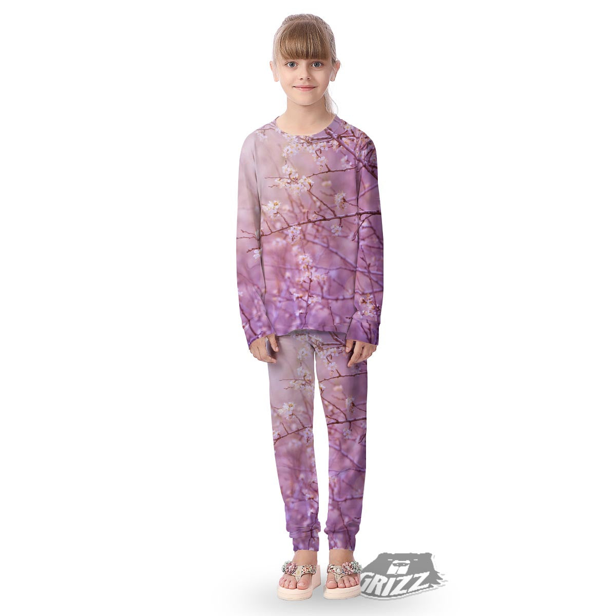 Cherry Blossom Sunrise Japanese Print Kid's Pajamas-grizzshop