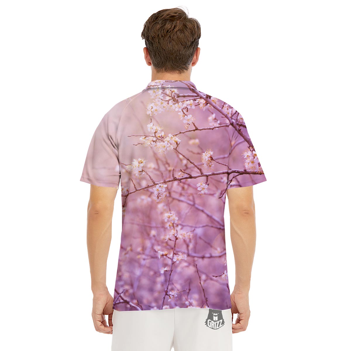 Cherry Blossom Sunrise Japanese Print Men's Golf Shirts-grizzshop