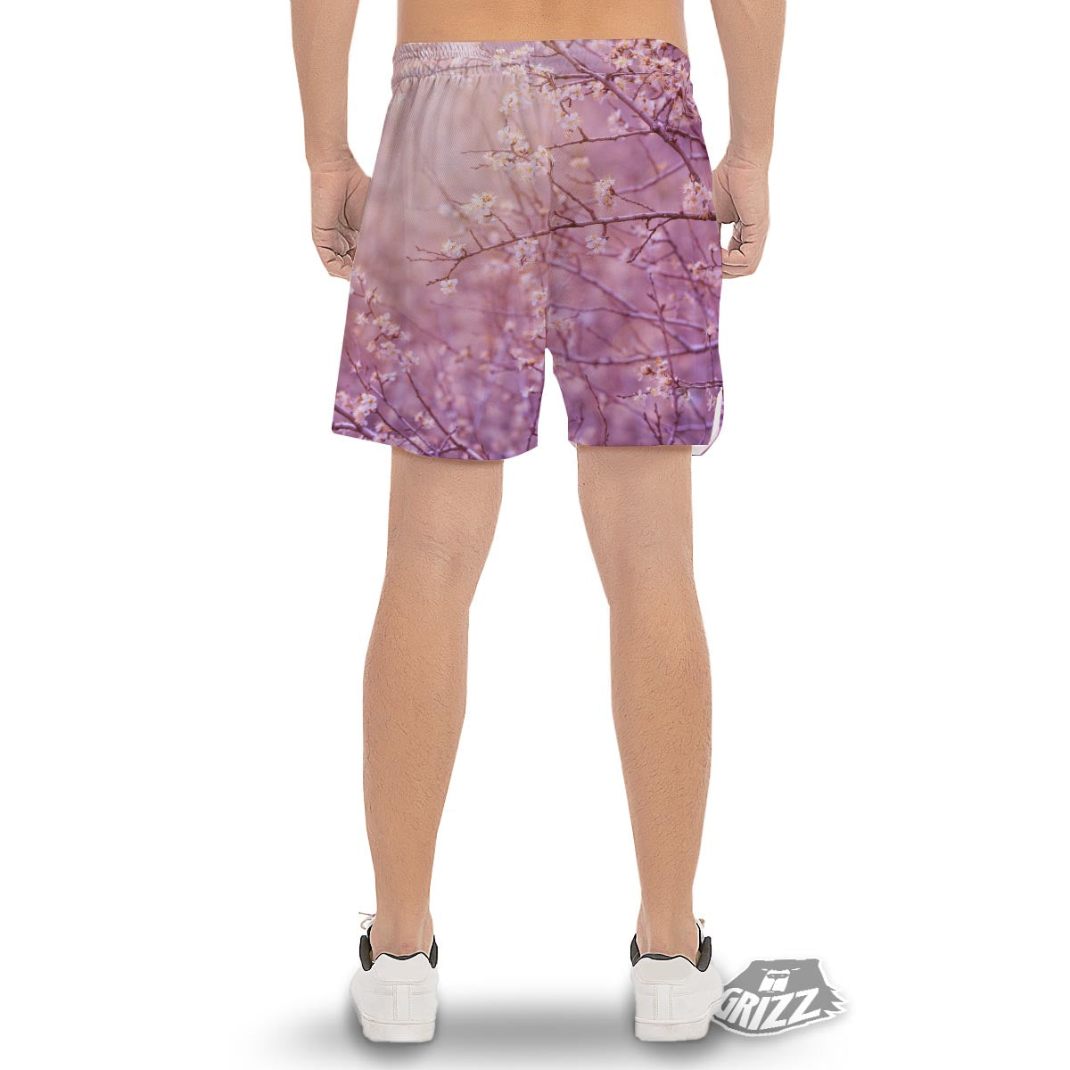Cherry Blossom Sunrise Japanese Print Men's Gym Shorts-grizzshop
