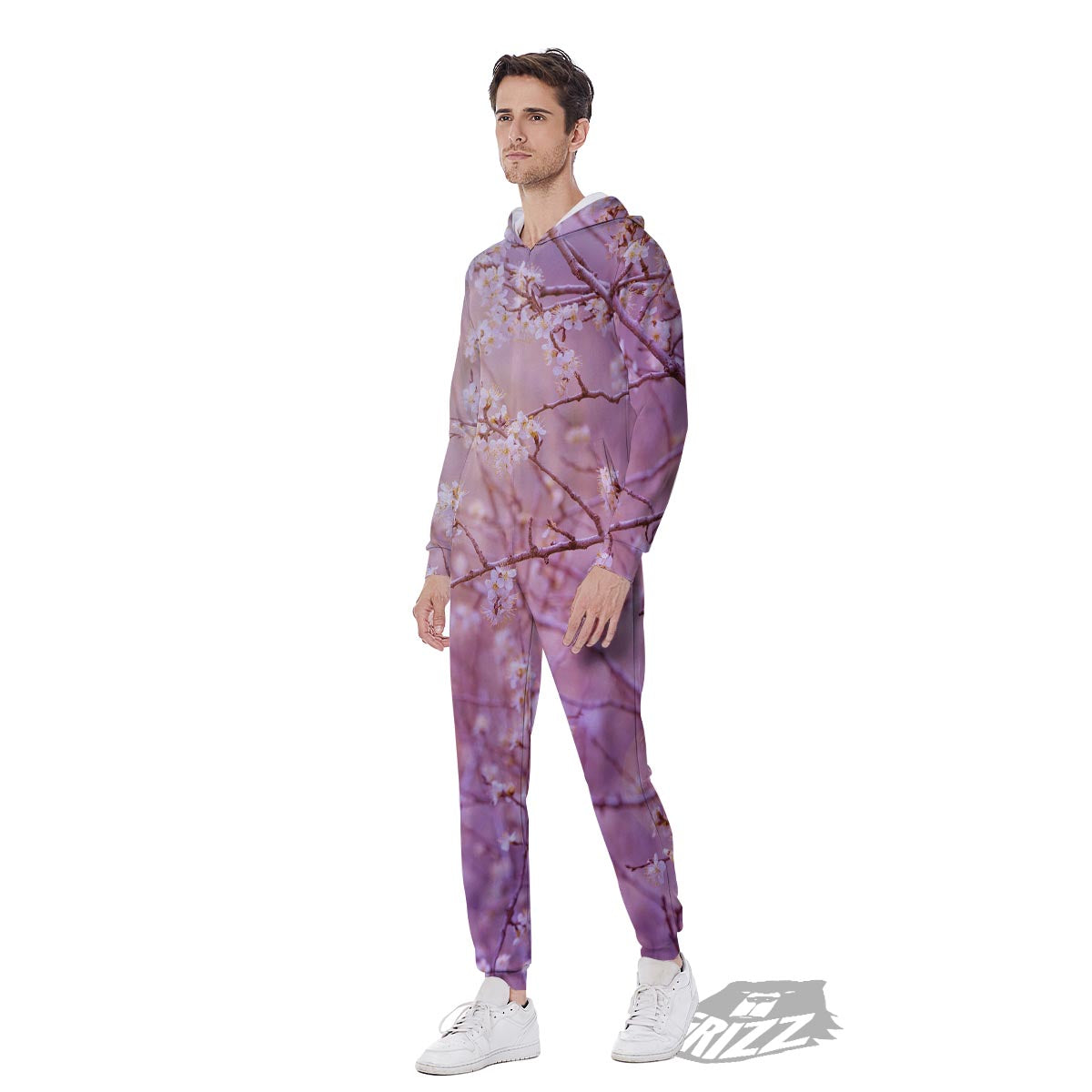 Cherry Blossom Sunrise Japanese Print Men's Jumpsuit-grizzshop