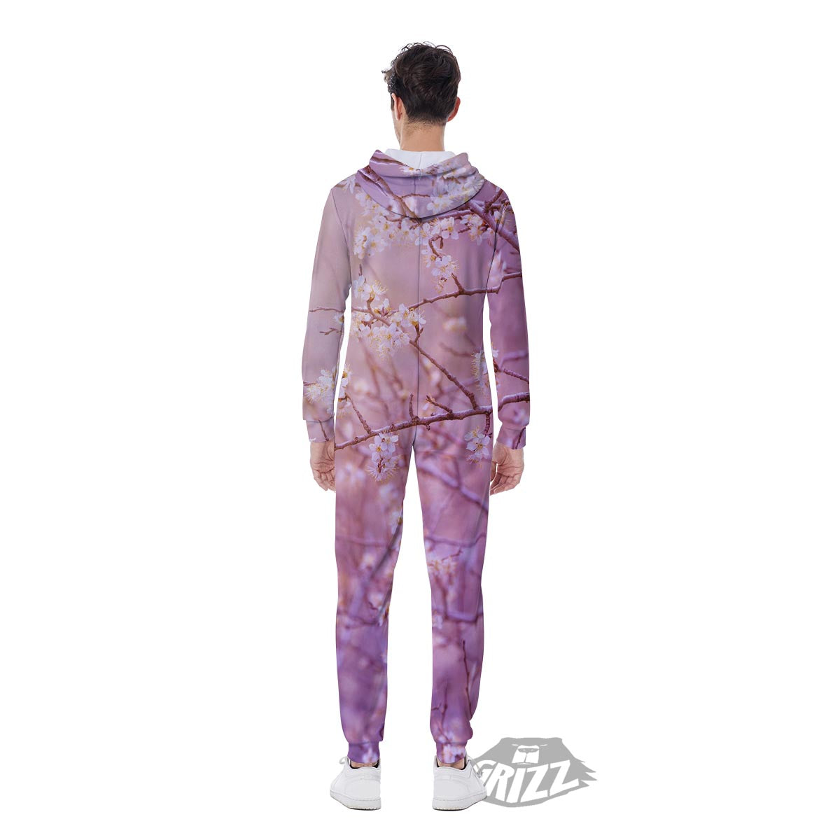 Cherry Blossom Sunrise Japanese Print Men's Jumpsuit-grizzshop