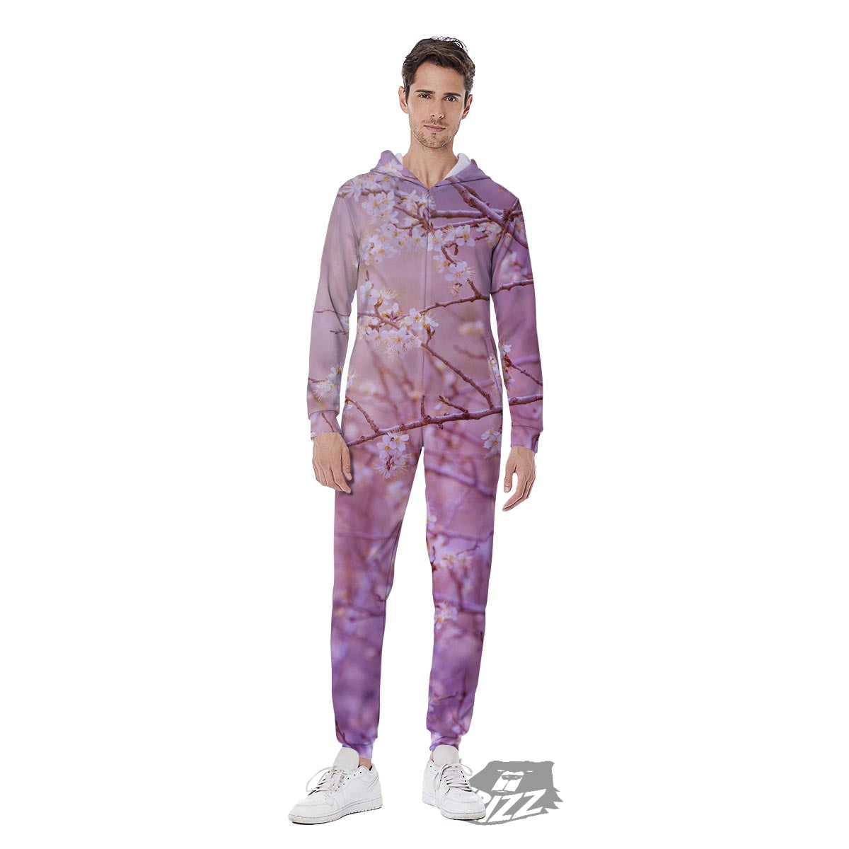 Cherry Blossom Sunrise Japanese Print Men's Jumpsuit-grizzshop