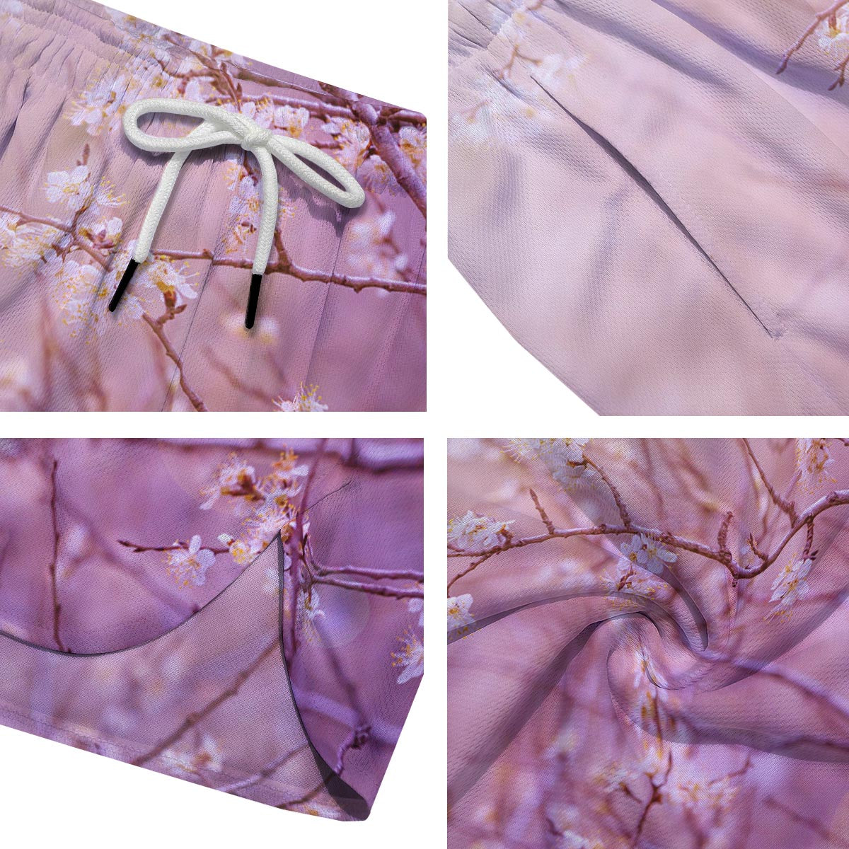 Cherry Blossom Sunrise Japanese Print Men's Running Shorts-grizzshop