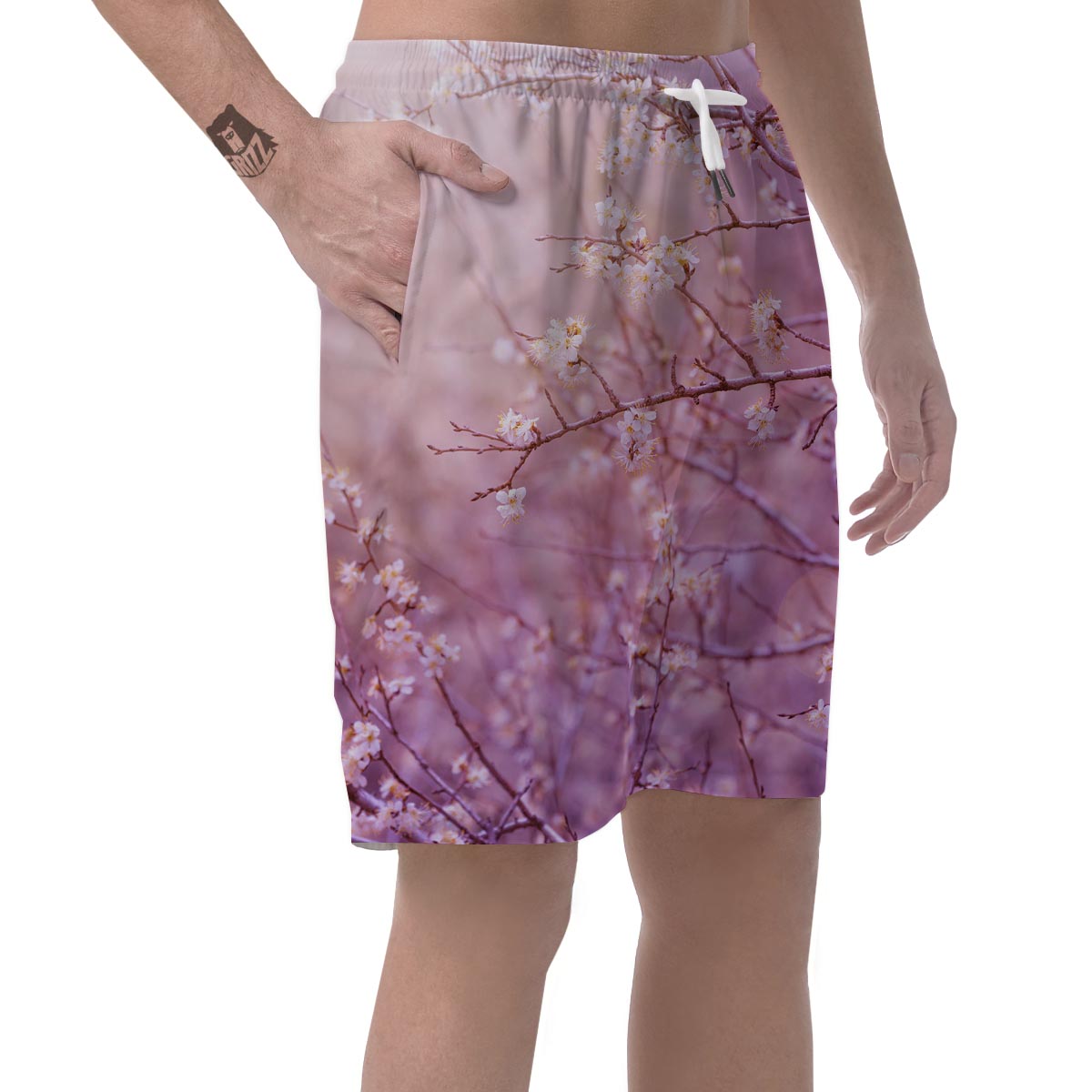 Cherry Blossom Sunrise Japanese Print Men's Shorts-grizzshop
