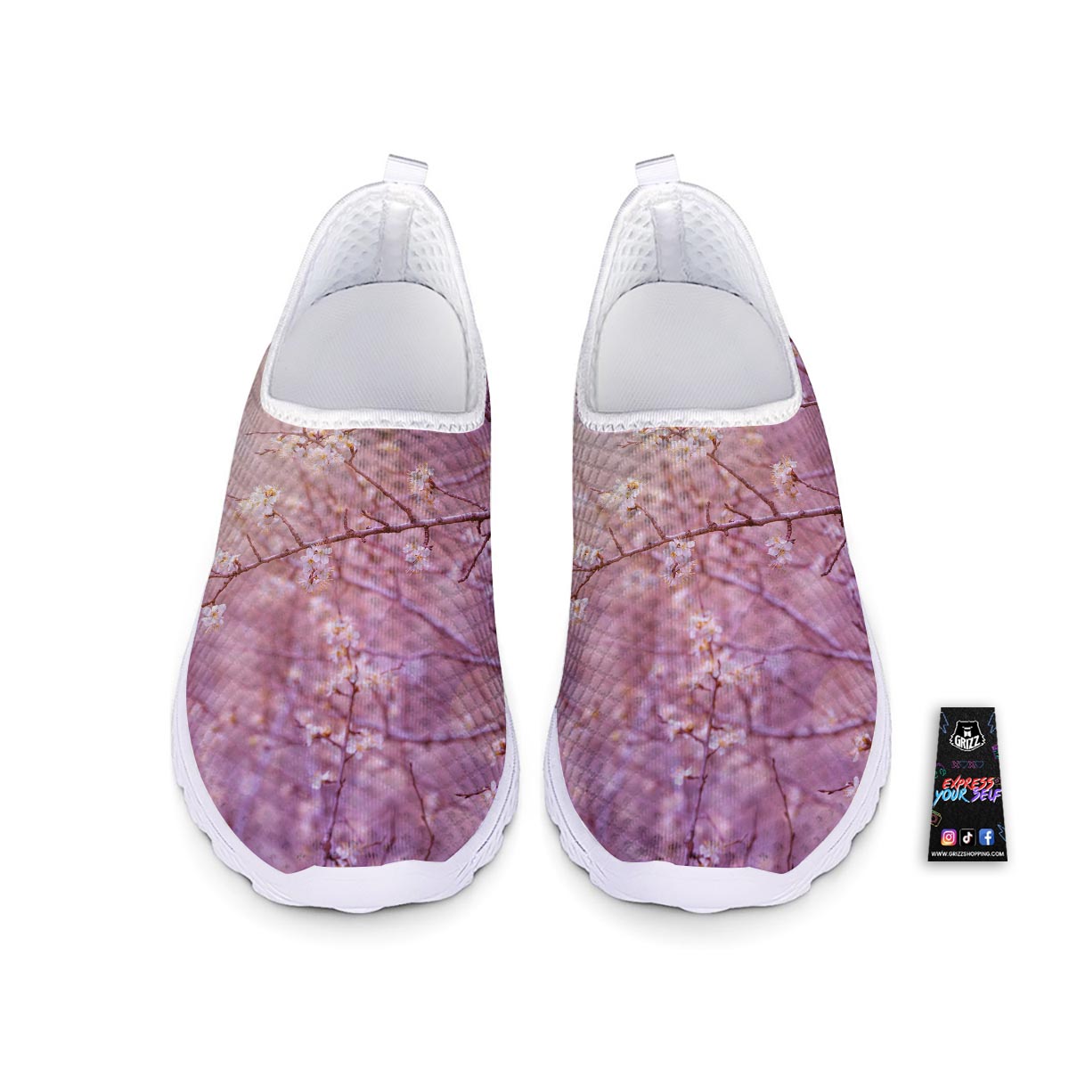 Cherry Blossom Sunrise Japanese Print Nurse Shoes-grizzshop