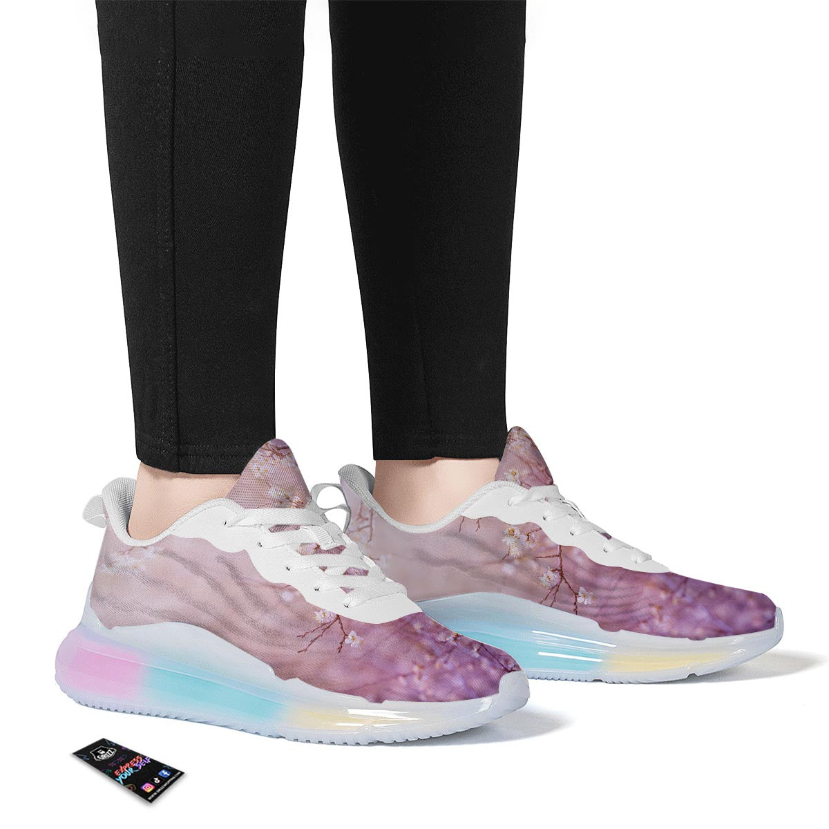 Cherry Blossom Sunrise Japanese Print Running Sneakers-grizzshop