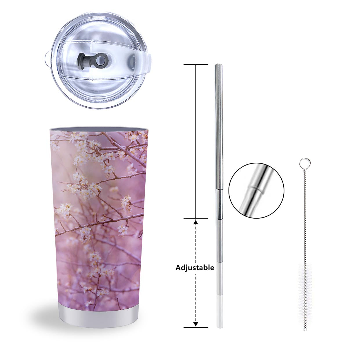 Cherry Blossom Sunrise Japanese Print Tumbler-grizzshop