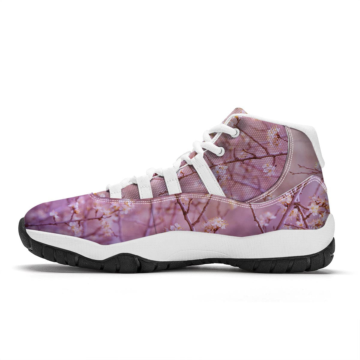 Cherry Blossom Sunrise Japanese Print White Bball Shoes-grizzshop