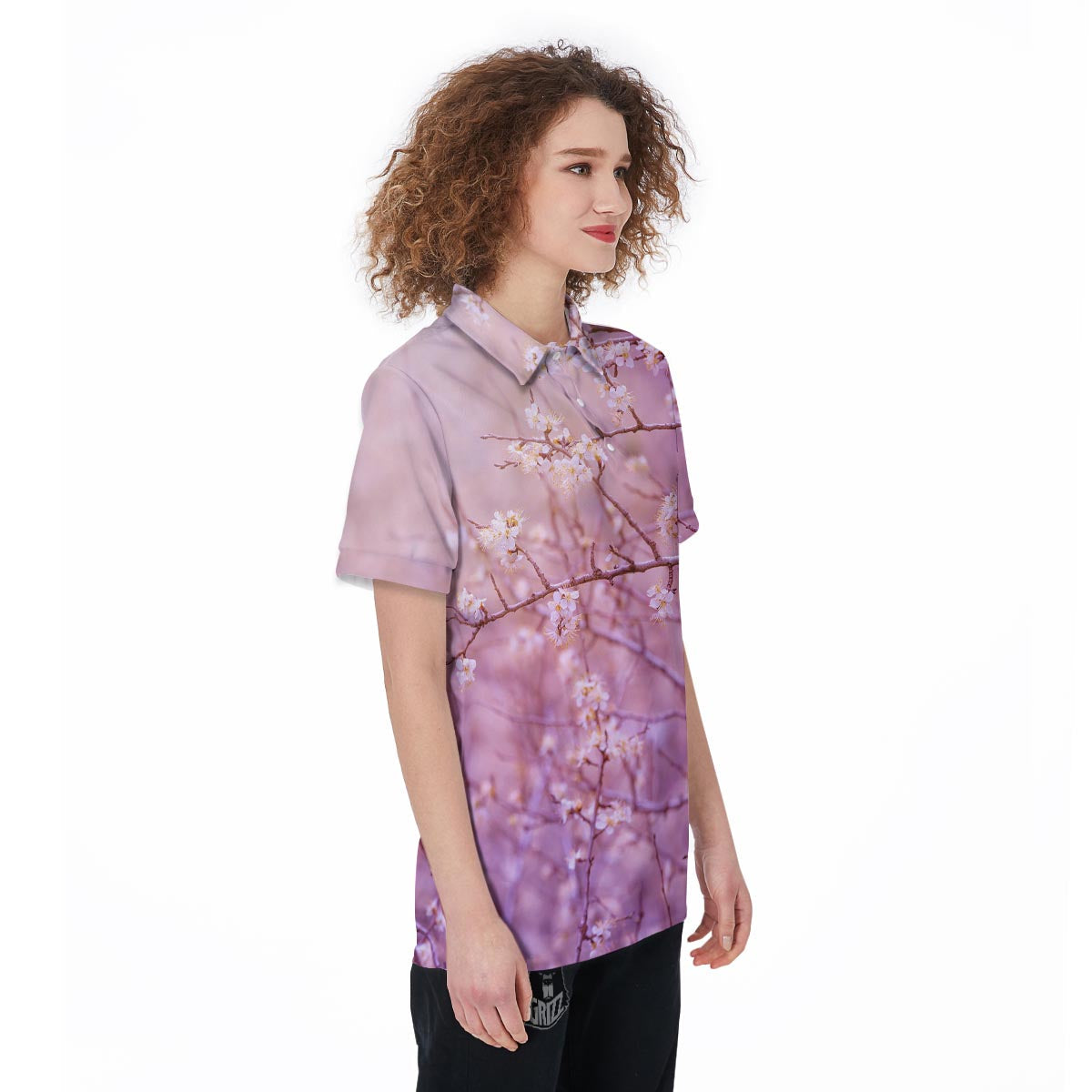 Cherry Blossom Sunrise Japanese Print Women's Golf Shirts-grizzshop