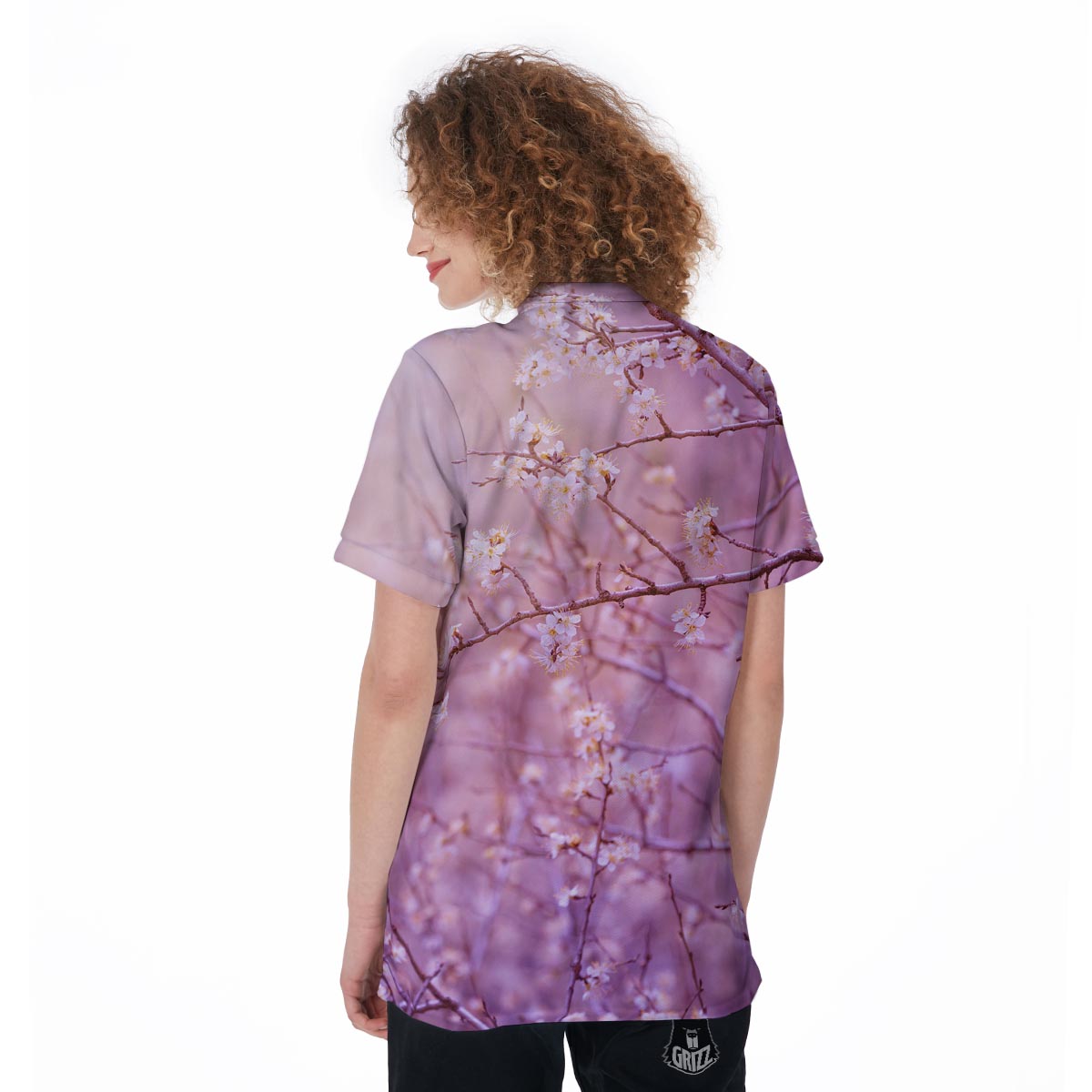 Cherry Blossom Sunrise Japanese Print Women's Golf Shirts-grizzshop