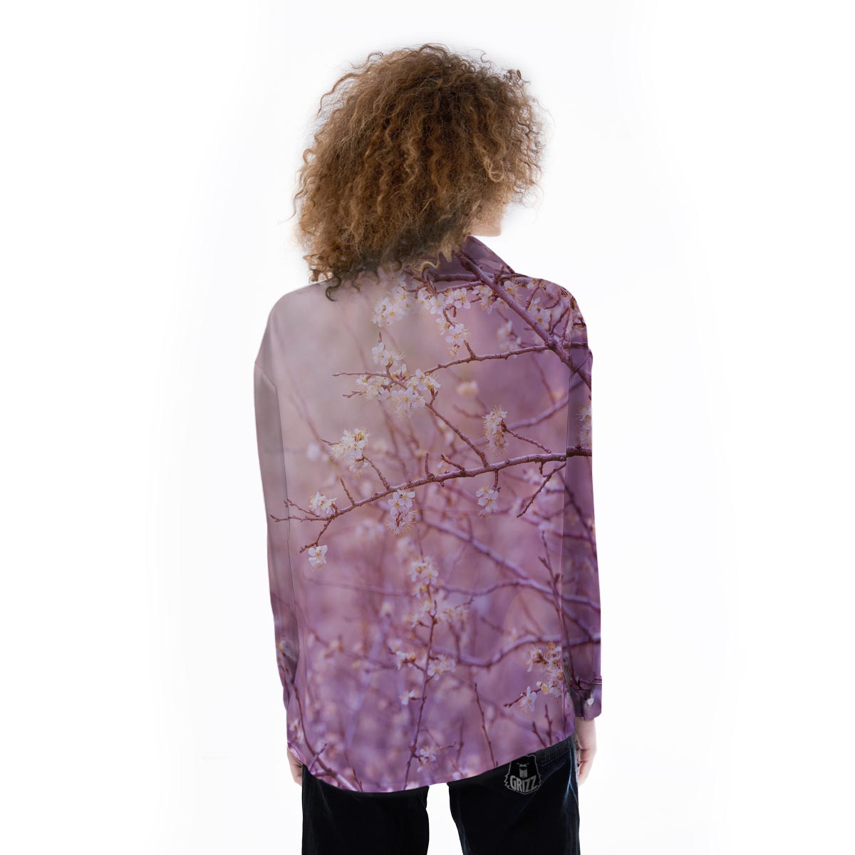 Cherry Blossom Sunrise Japanese Print Women's Long Sleeve Shirts-grizzshop