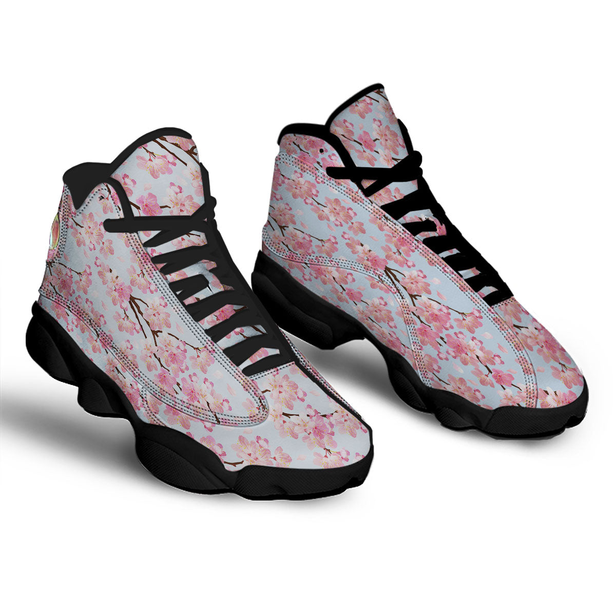 Cherry Blossom Tree Japanese Print Pattern Black Basketball Shoes-grizzshop