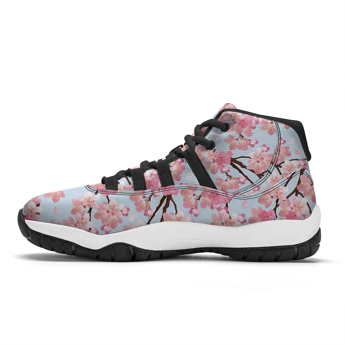Cherry Blossom Tree Japanese Print Pattern Black Bball Shoes-grizzshop