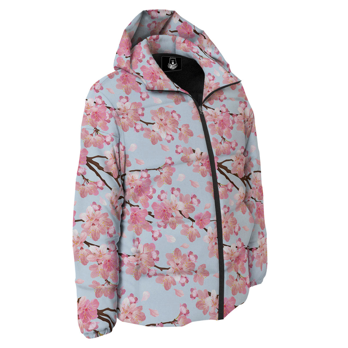 Cherry Blossom Tree Japanese Print Pattern Down Jacket-grizzshop