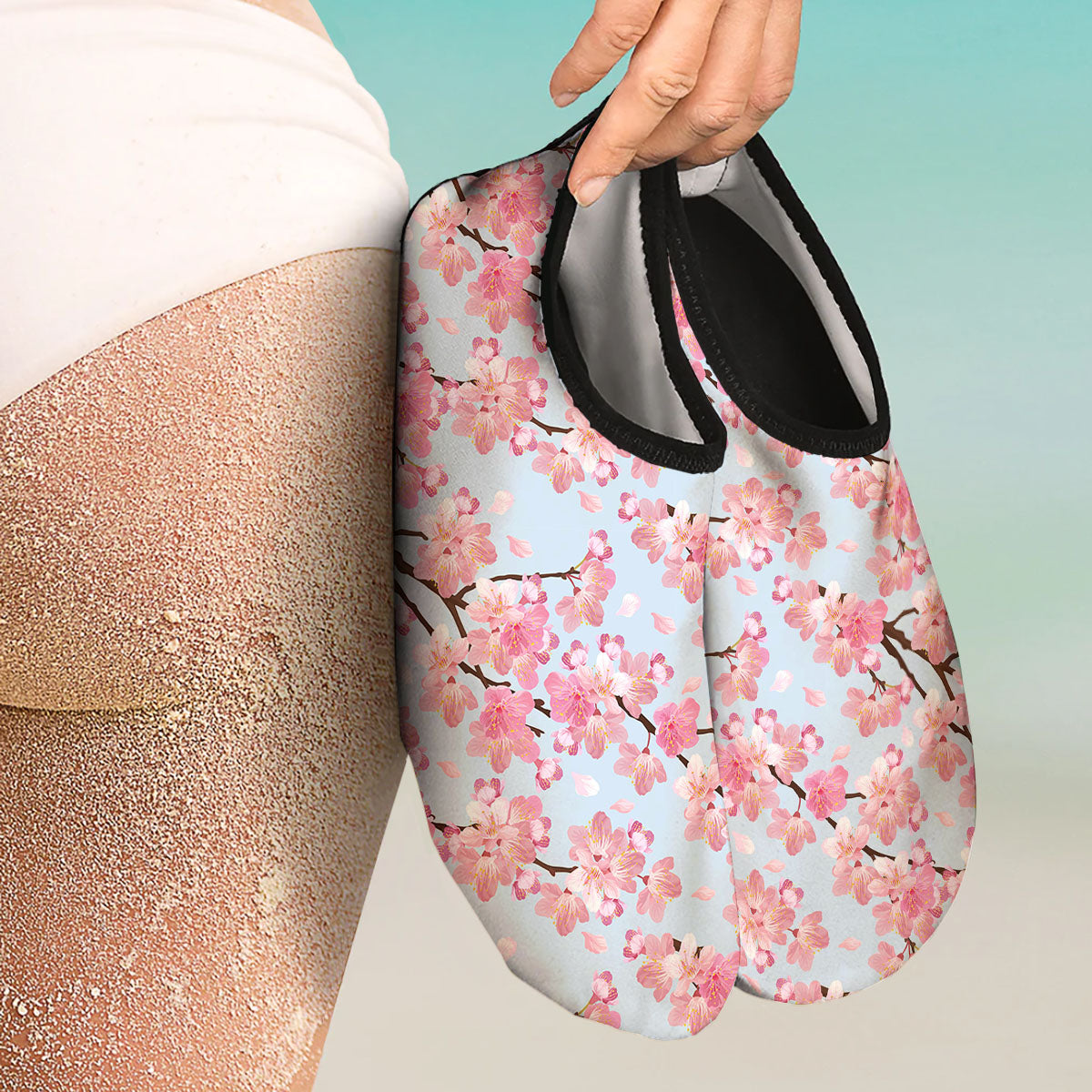 Cherry Blossom Tree Japanese Print Pattern Water Shoes-grizzshop