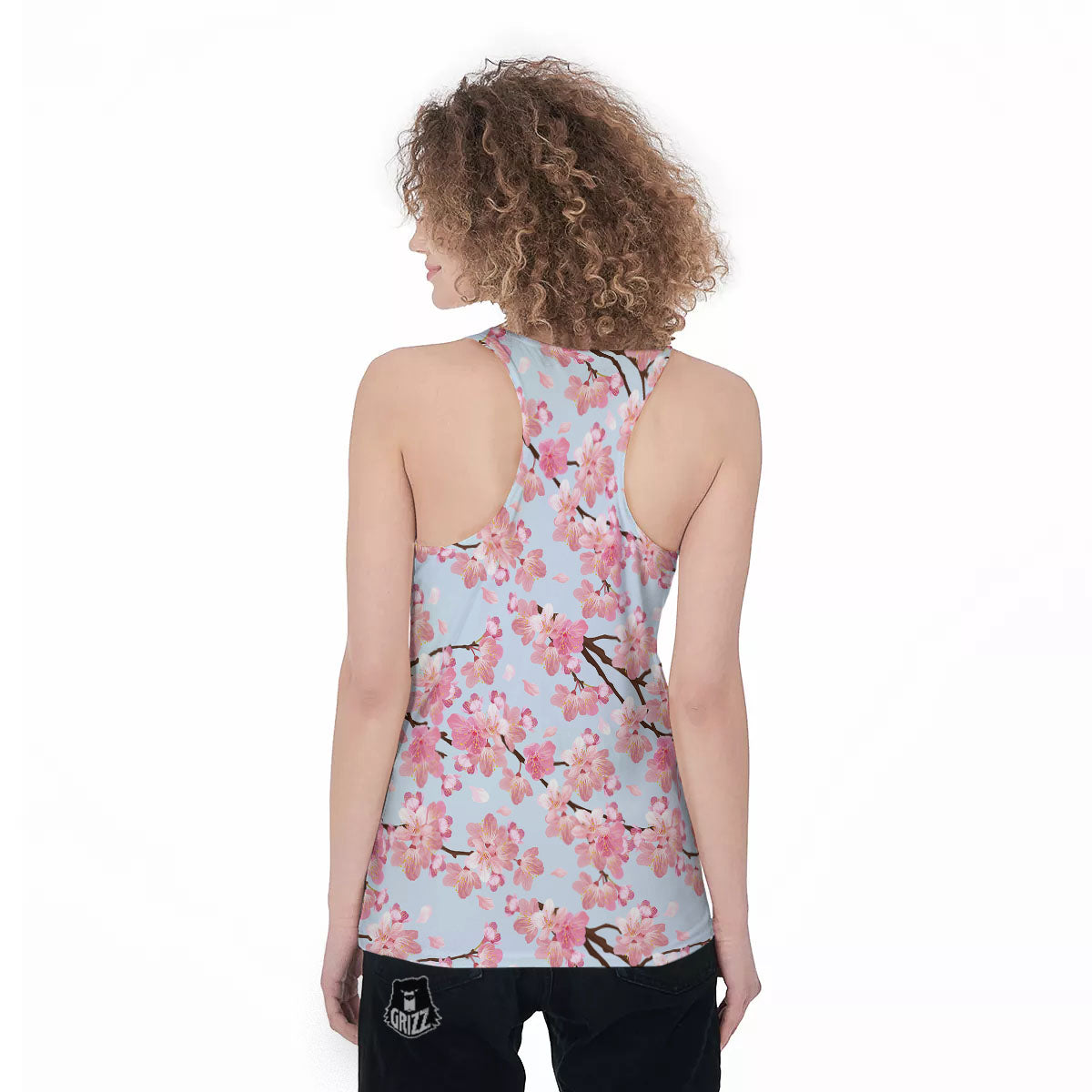 Cherry Blossom Tree Japanese Print Pattern Women's Racerback Tank Top-grizzshop