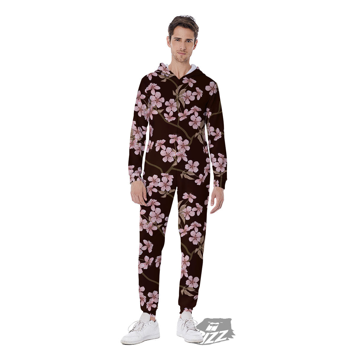 Cherry Blossom Vintage Print Pattern Men's Jumpsuit-grizzshop