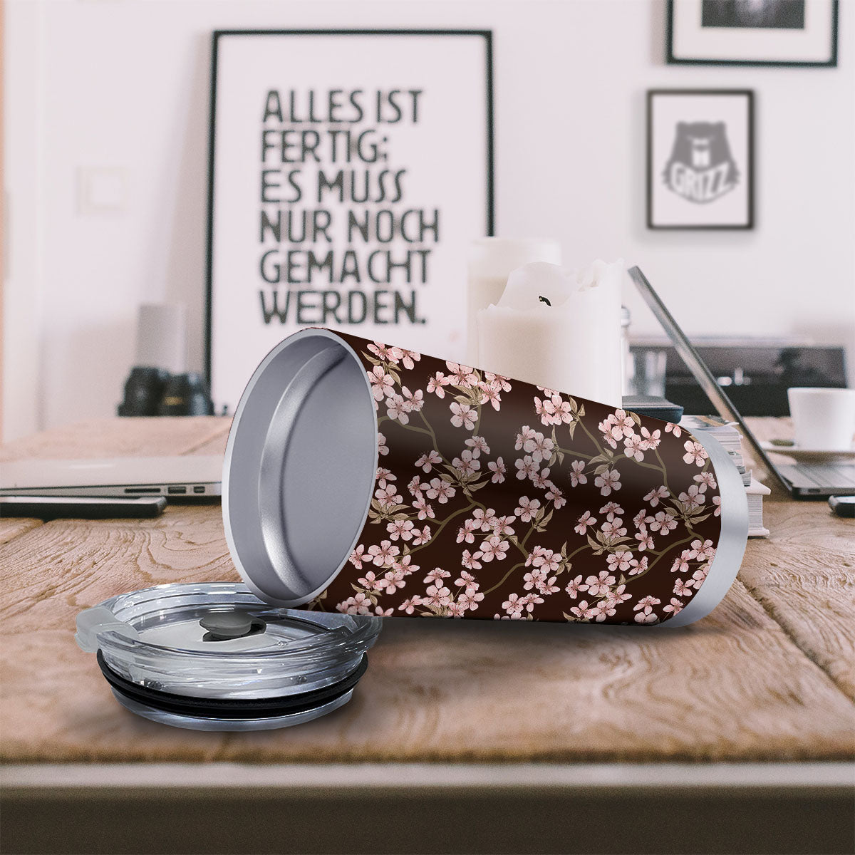 Cherry Blossom Vintage Print Pattern Tumbler-grizzshop