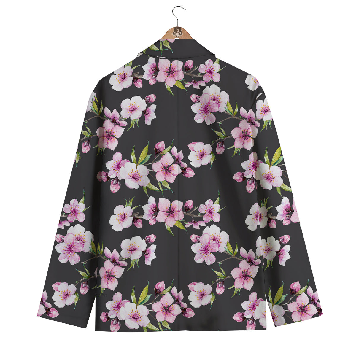 Cherry Blossom Watercolor Print Pattern Men's Blazer-grizzshop