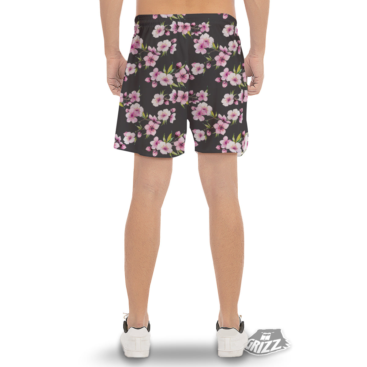 Cherry Blossom Watercolor Print Pattern Men's Gym Shorts-grizzshop