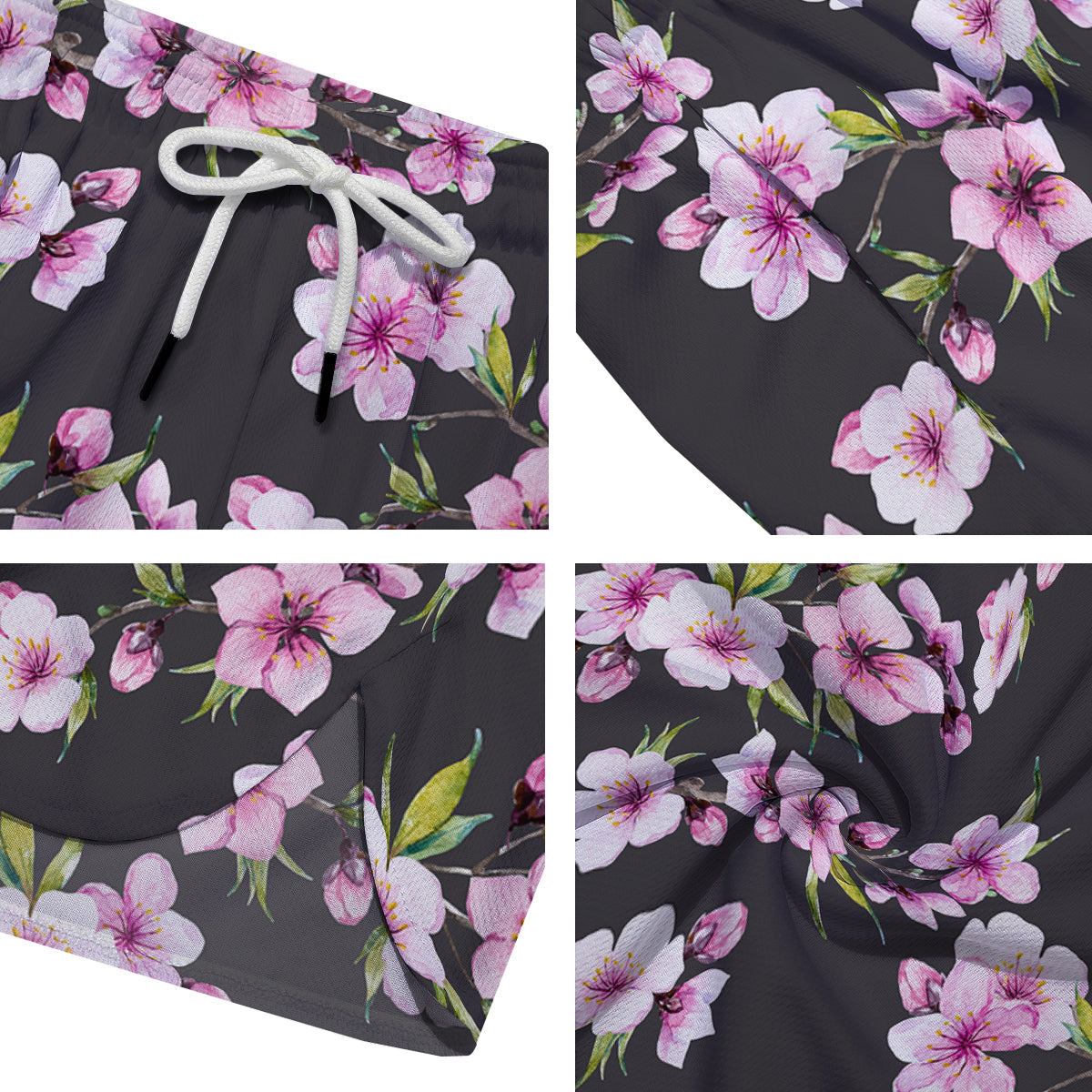 Cherry Blossom Watercolor Print Pattern Men's Running Shorts-grizzshop