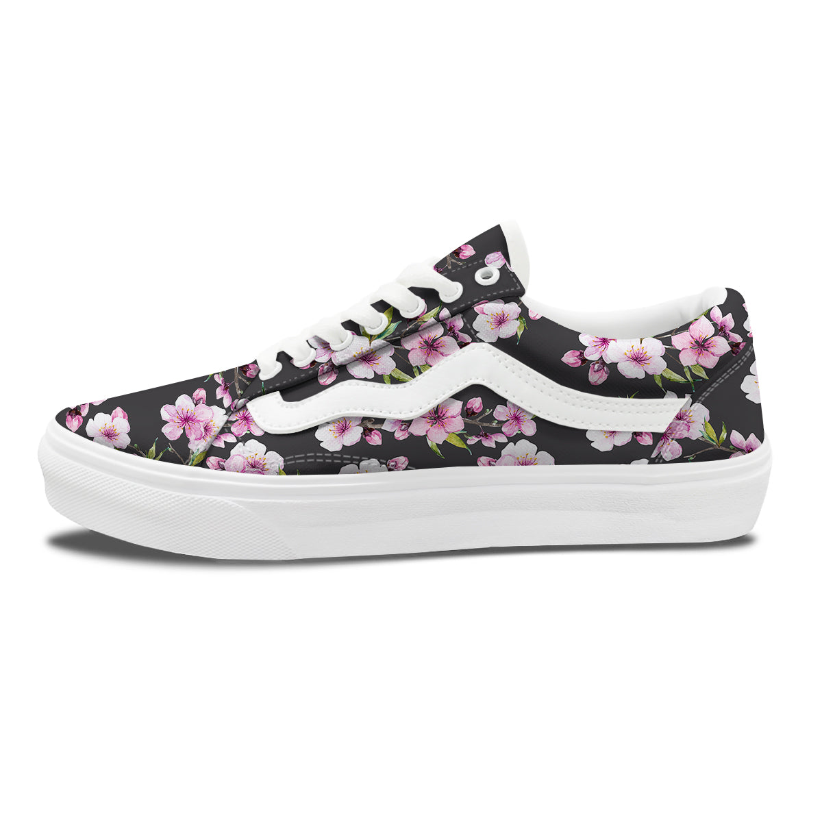 Cherry Blossom Watercolor Print Pattern Skate Shoes-grizzshop