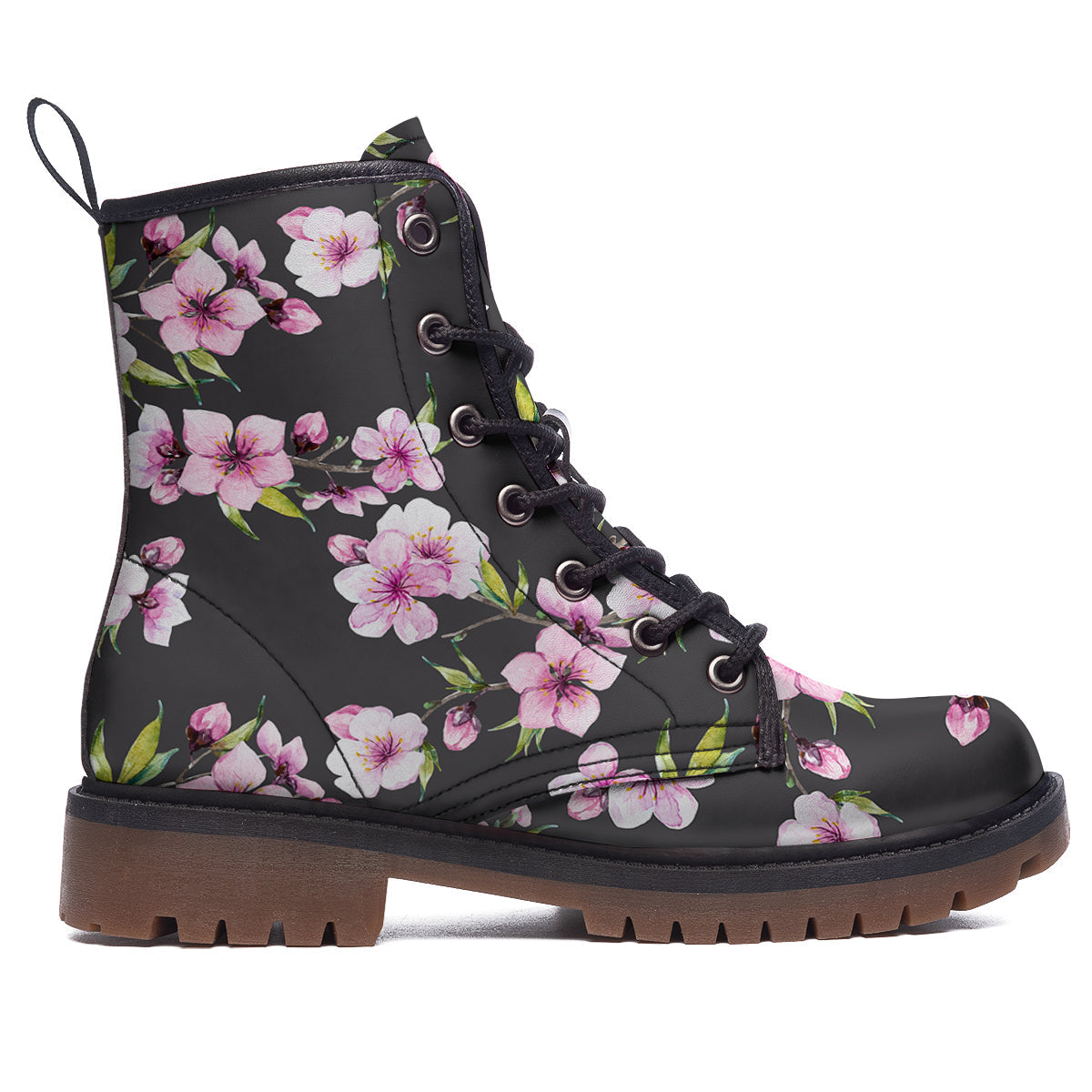 Cherry Blossom Watercolor Print Pattern Work Boots-grizzshop