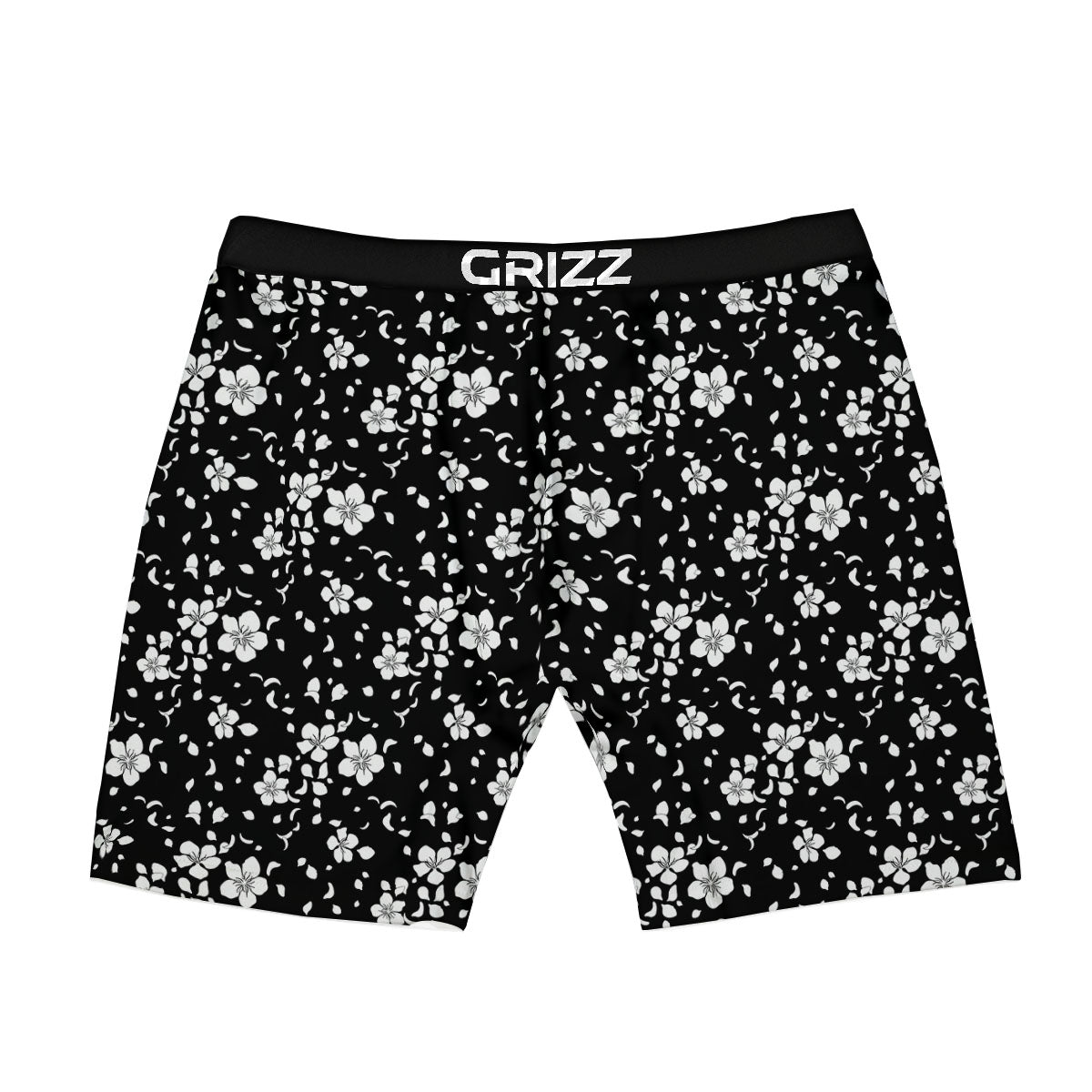 Cherry Blossom White And Black Print Boxer Briefs-grizzshop