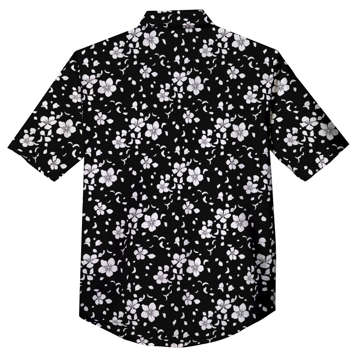 Cherry Blossom White And Black Print Button Up Shirt-grizzshop